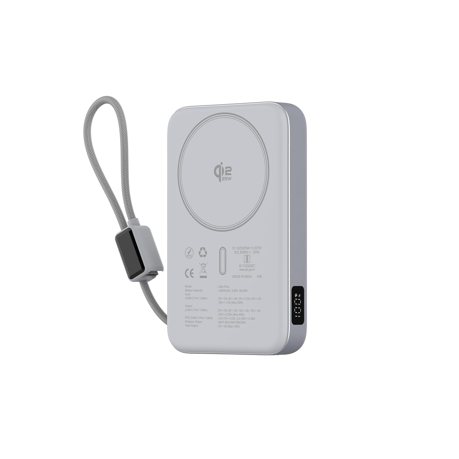 Stuffcool Odin Plus Qi2.2 magnetic power bank with built-in USB-C cable
