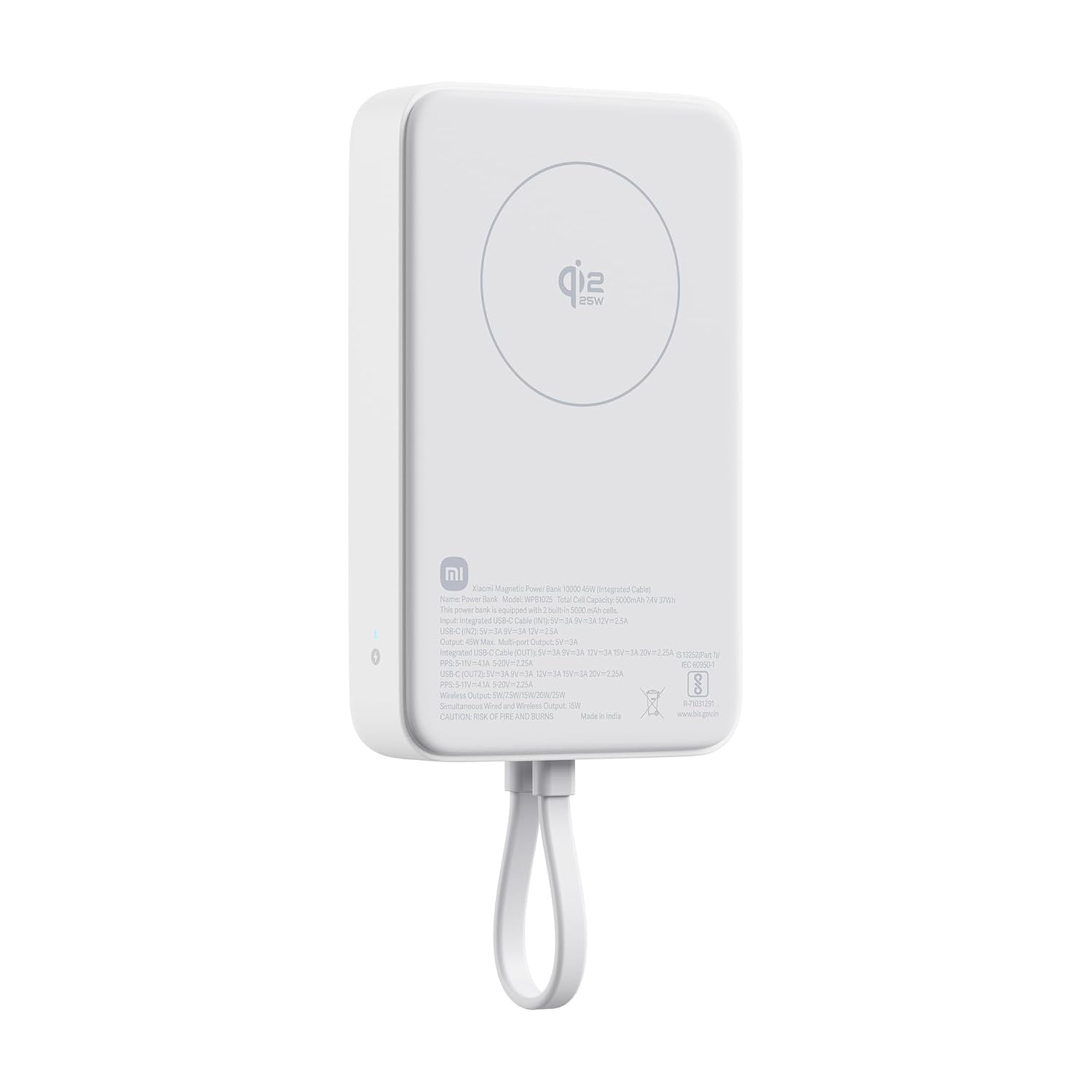 Xiaomi 10,000mAh Qi2.2 25W magnetic power bank in white